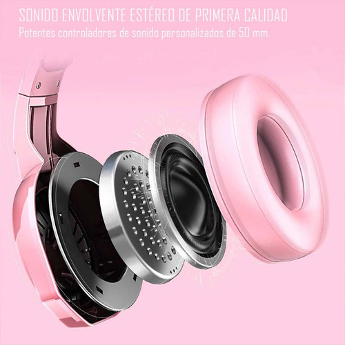 Imagen 7 de 10 de Audífonos Gamer Onikuma K5 Pink Compatibles Pc Ps4