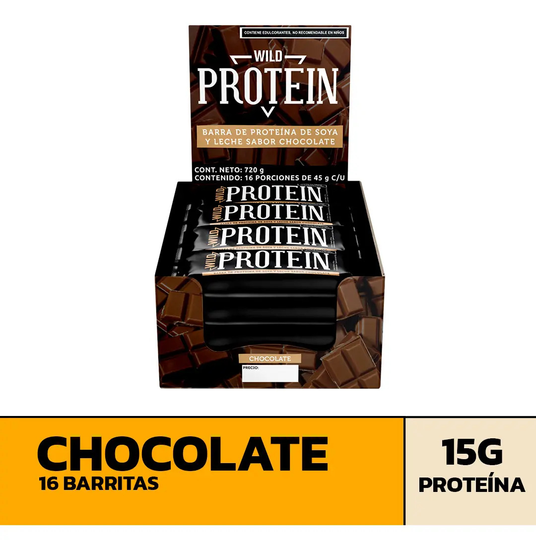 Barritas de proteína Wild Foods sabor chocolate 16 unidades