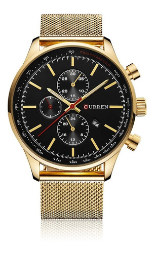 Reloj D/cuarzo Curren Resistente Al Agua Dorado Negro Hombre