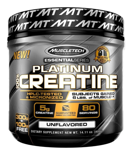 100% Platinum Creatine X400 Grs. De Muscletech (80 Servidas)