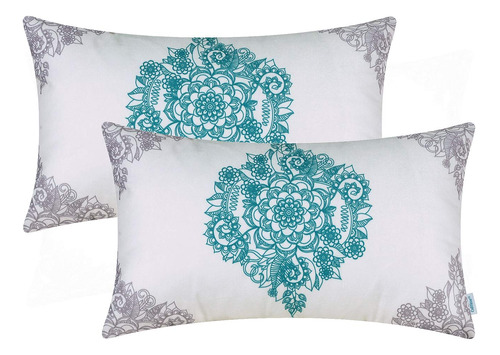 2 Funda Almohada Para Sofa Cama Diseño Mandala Floral