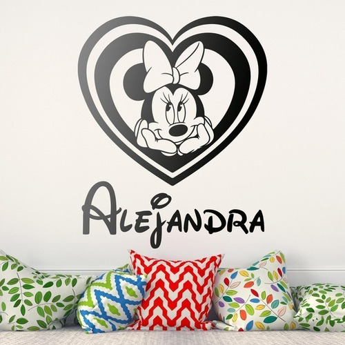 Vinilo Adhesivo Pared Minnie Mouse + Nombre 60x57cms 