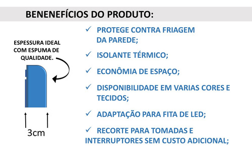 Cabeceira Modular Adesiva Placa Estofada 20x1,40 - 1 Unidade