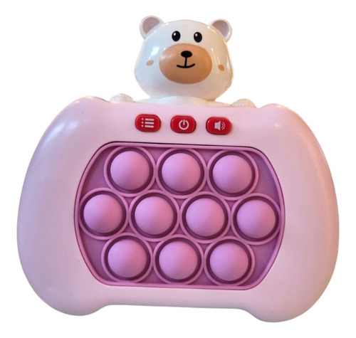 Pop-it Gamer: juguete electrónico antiestrés con sonido y oso rosa de color claro