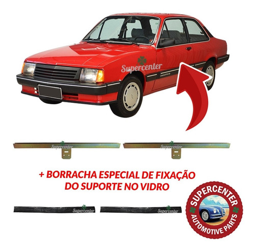 Par Suporte Vidro Porta Borracha Chevette Marajó 83 A 93