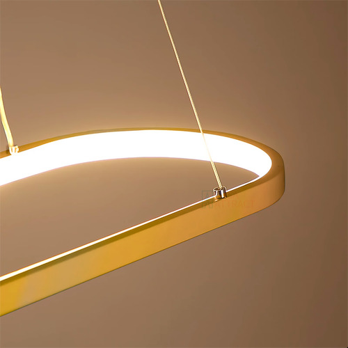 Pendente Led Oval Dourado Quarto Cozinha Mesa Controle 3 Tons Dimmer Moderno Forro Gesso Bancada Casa Attract 4x4sc