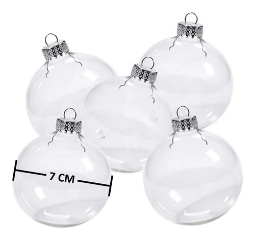 Esferas Trasparentes Navidad 24pz Cristal Vidrio Medida 7cm