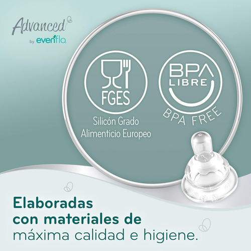 Evenflo, Mamila Anticólicos Flujo Lento Cuello Estándar 2 Pz