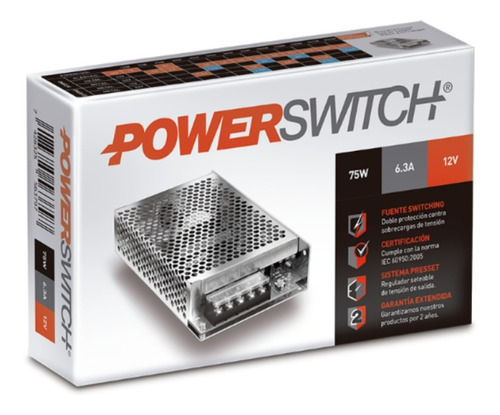 Fuente Macroled  Power Switching Metalica 12v -75w -6.3a 
