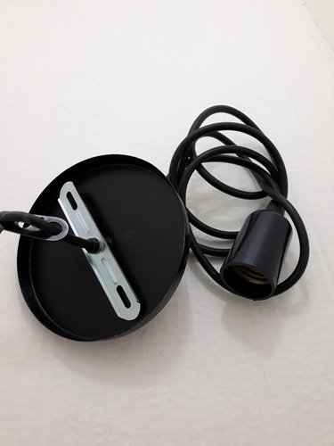 Kit 2 Fios Pendente 2m Soquete Liso E27 Cabo Pp Preto