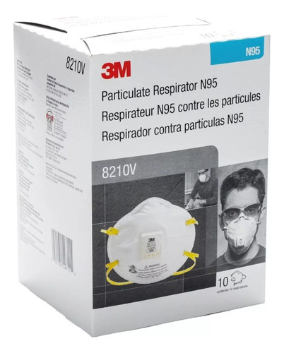 Respirador N95 3m Valvula 8210v Paq X 10 Unids 