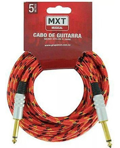Cabo Mxt P10 5m Em Tecido Para Guitarra, Violão E Teclado Cor Lilás
