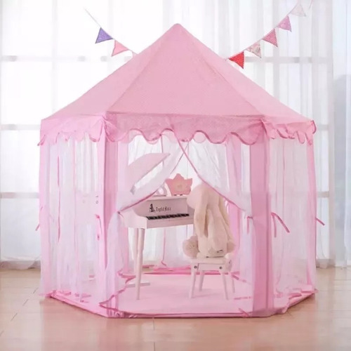 Imagen 3 de 10 de Carpa Infantil Castillo Princesa Niña Portatil Rosado