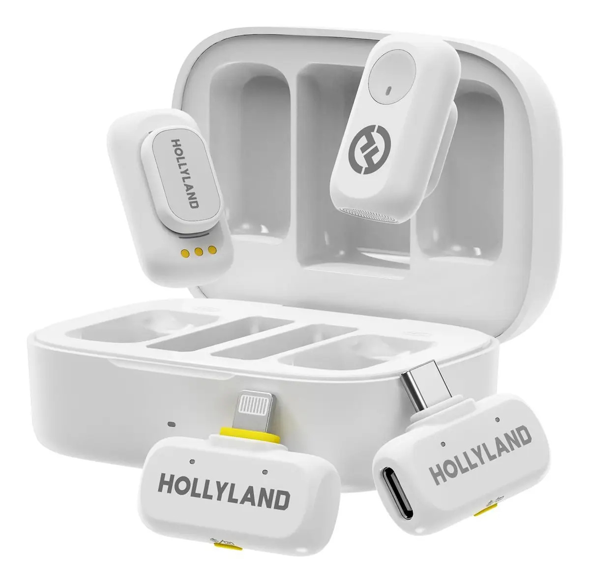 Hollyland Lark A1 Combo - Mini micrófono inalámbrico para iPhone y Android (2 TX + USB-C RX + Lightning RX + Estuche de Carga), micrófono magnético para Youtube, TikTok, podcasts y