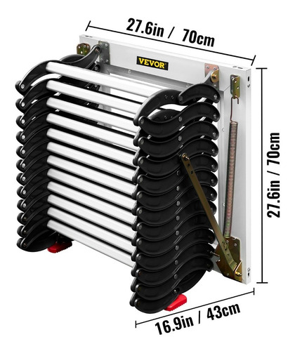 Vevor 3m Escalera Telescópica Retráctil Plegable Portátil Color Negro