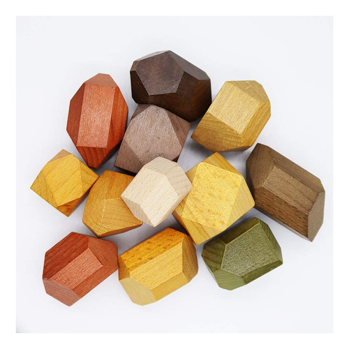 Tithaking Natural Wooden Blocks Colored Wooden Stones Apilan