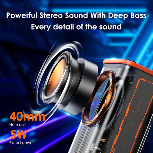 Altavoz Bluetooth Tws Transparente Mini Con Luces Led