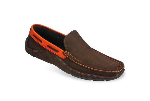 Mocasín De Hombre, En Cuero Marron. Envio Gratis