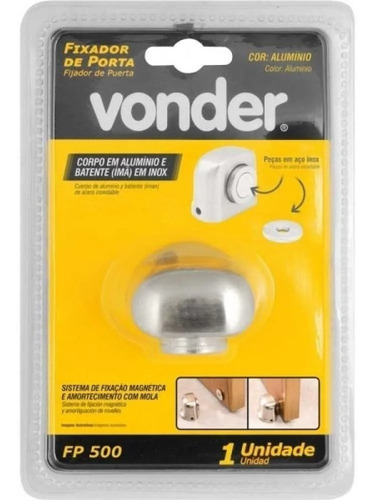 Fixador Magnetico Trava De Porta Fp 500 Alumínio Vonder