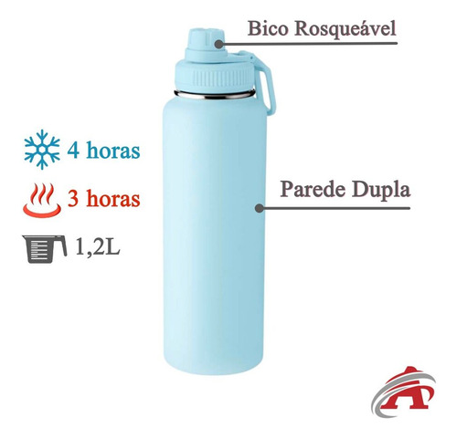 Garrafa Com Alça E Bico 1,2l Parede Dupla Azul