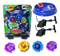 Comprar Kit 4 Beyblades Tornado Luz Led + 2 Lançadores + 1 Arena 