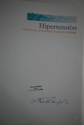 Hipertensión : Complemento De Braunwald .tratado De Carc221 (Usado)
