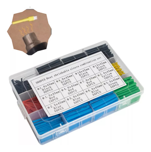 Kit De Tubos Termo Retráctiles 560 Unidades Para Cables Caja Aislante Para Arreglos Y Reparaciones Eléctricas Accesorio Práctico Y Versátil Ohmyshop