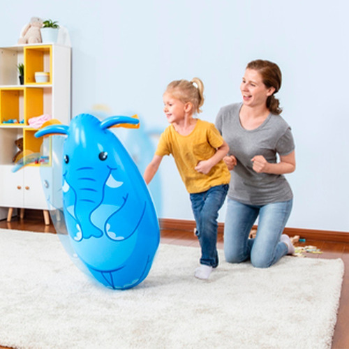 Costal De Box Inflable Punching Bag Infantil De Jirafa Color Celeste