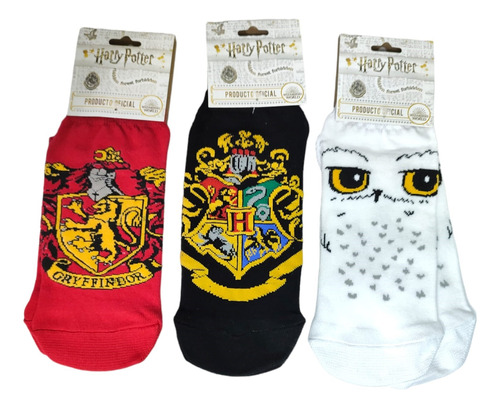 Pack X3 Medias Cortas Socks Harry Potter Licencia Oficial