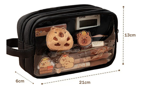 Bolsa Canetas Transparente Pufferfish Organizador Secretária