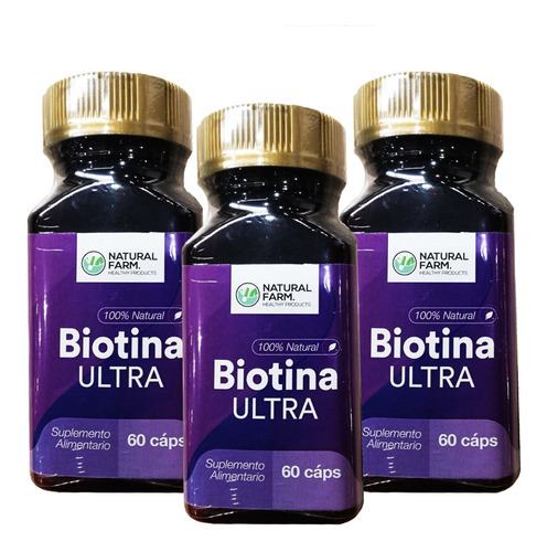 3 X Biotina Ultra 180 Caps Tto Uña Cabello Piel Envio Gratis