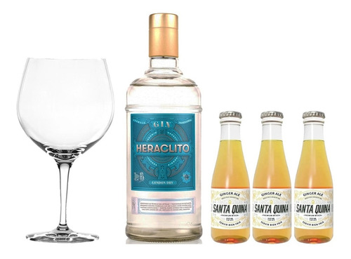 Set Gin Tonic Heraclito + Santa Quina X3 + Copa Cristal