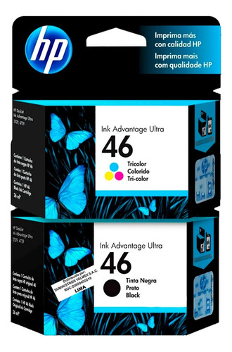 Pack Tinta Hp 46 Color Y Negro Original