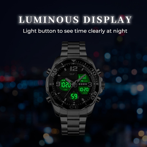 Imagen 6 de 10 de Reloj Hombre Burk 1649 Original Eeuu Analogo Digital Acero