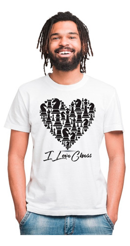 Remera Ajedrez Corazon - I Love Chess - Algodón 1ra Calidad