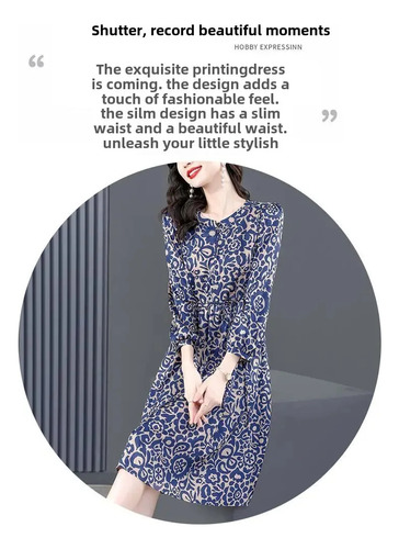 Elegante Vestido Midi Con Estampado Floral En A Para Mujer