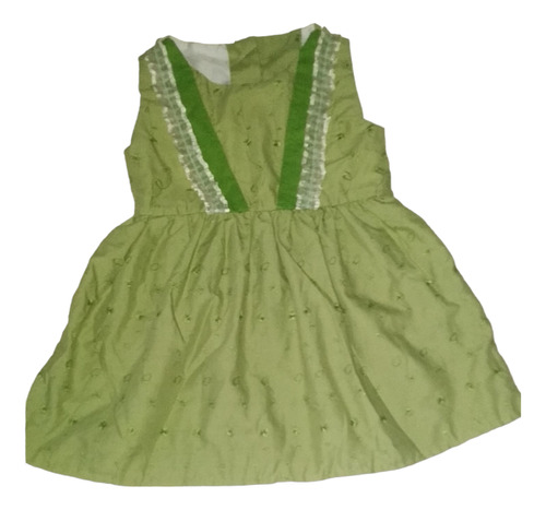 Vestido De Bebé Talla 4 Color Verde Aceituna  Bordadousado