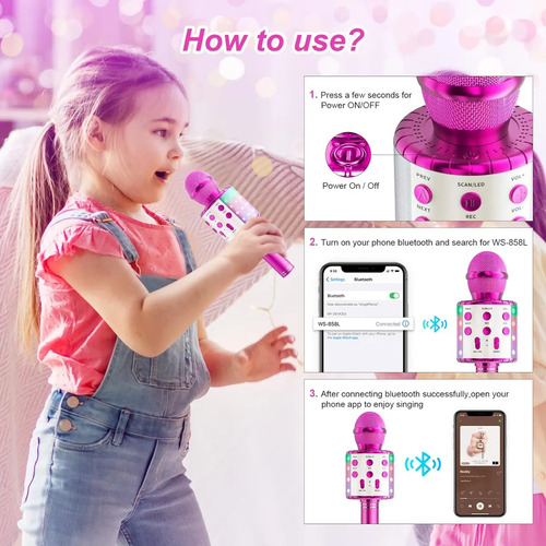 Micrófono De Karaoke Con Cambio De Voz Para Niños, Micrófono