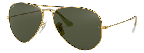 Óculos de sol polarizados Ray-Ban Aviator Classic Standard armação de metal cor polished gold - RB3025