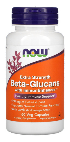 Betaglucano Com Immunenhancer 250 Mg 60 Cápsulas Now Foods Sabor Without flavor