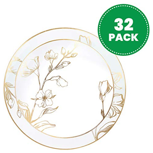 32 Piece Combo Plates Set Includes 16 7'' Inch Plates &...