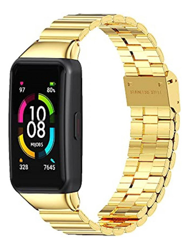 Malla Para Reloj Huawei Band 7 Honor Band 6 Metal Inox Gold 