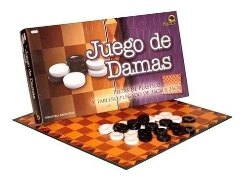 Juego De Damas Tablero Plegado 34cm X 34cm Fichas Plasticas