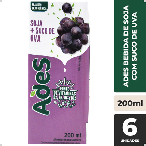 Ades Suco De Fruta Com Soja Sabores 200ml Pack Com 6 Un