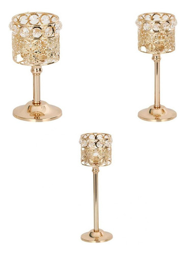 3 Candle Holders With European Crystal Candlesticks For