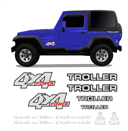 Kit Adesivos Troller 2000/2004 4x4 Power Resinado Prata