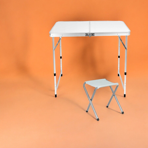 Mesa Aluminio Plegable 120x60x69 Blanca + 4 Pisos Northwest