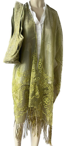 Kimono Verano Largo + Bolso Grande Bordado 2da Seleccion