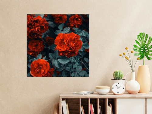 Cuadro Decorativo Canvas Flores De Petalos Rojos 60x60cm