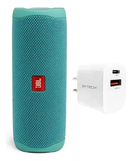 Jbl Flip 5 (verde Azulado) + Paquete Con Cargador De Pared B